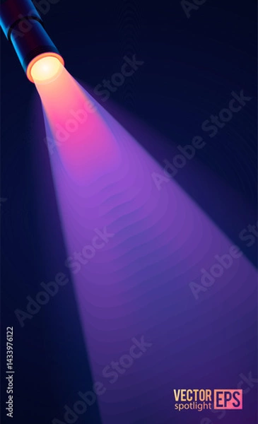 Fototapeta Vector Spotlight beam in dark purple and pink hues with gradient glow, vertical composition