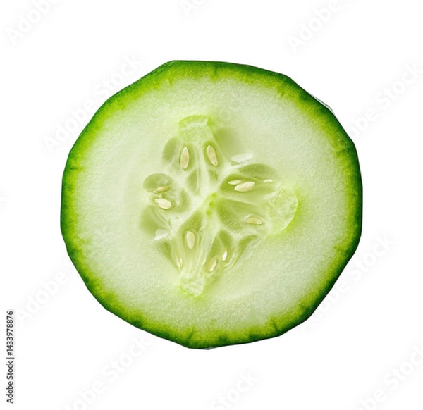 Fototapeta Slicing fresh cucumber kitchen food bright environment top view isolated on transparent background