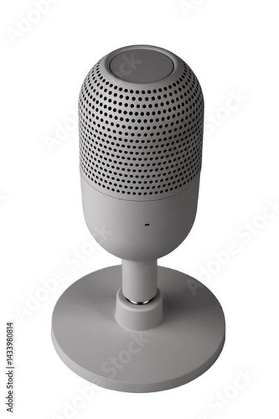Fototapeta Modern gray microphone isolated on white background