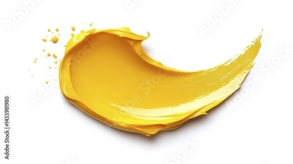 Fototapeta Yellow paint splash on white background. Generative AI