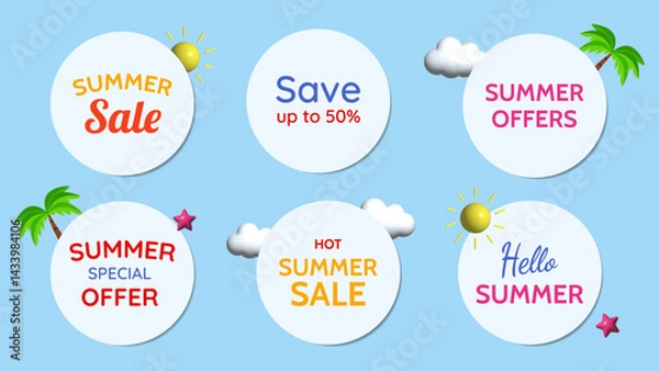 Fototapeta Summer sale badges