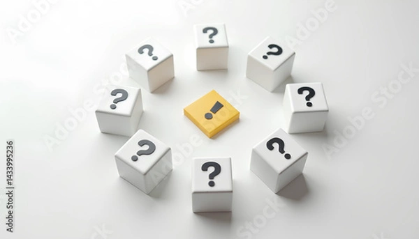 Obraz A group of white cubes with question marks on them.