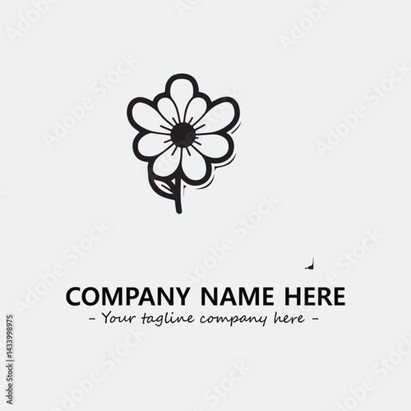 Fototapeta Flower illustration black and white for logo company vector image
