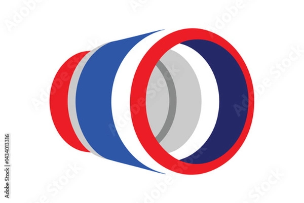 Fototapeta Abstract graphic rendering of concentric circles, red, white, and blue color