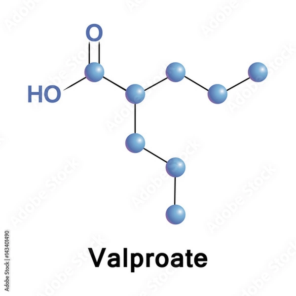 Fototapeta Valproate, is a medication primarily used to treat epilepsy and bipolar disorder and to prevent migraine headaches. It is useful for the prevention of absence, partial and generalized seizures. 