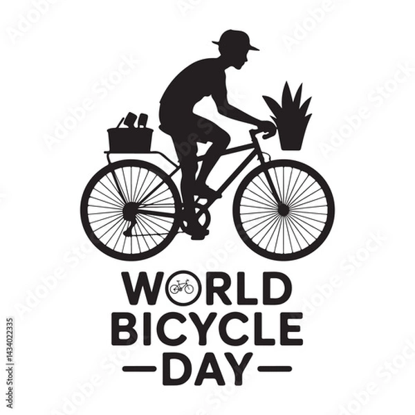 Obraz World bicycle day silhouette icon vector art on white background