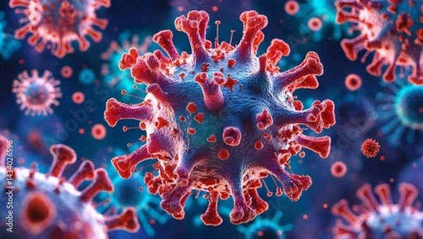 Fototapeta Intricate virus particle illustration showcasing microscopic threats