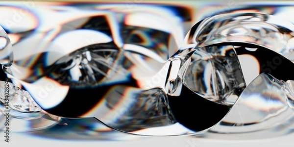Fototapeta HDRI map, Abstract iridescent background design, 3d render panoramic 360 view equirectangular hdri studio lights image map
