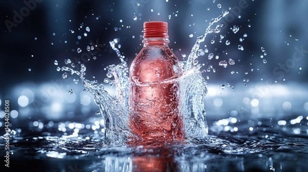 Fototapeta Sparkling refreshing drink in a plastic bottle
