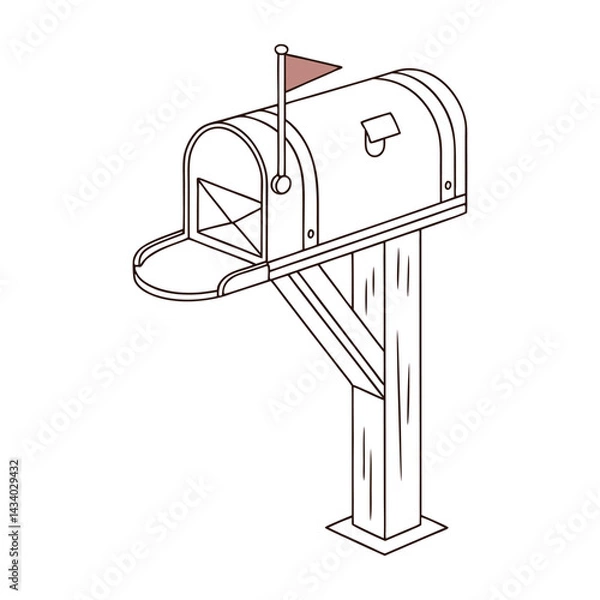 Fototapeta Minimalist Communication Mailbox vector Logo Concept.