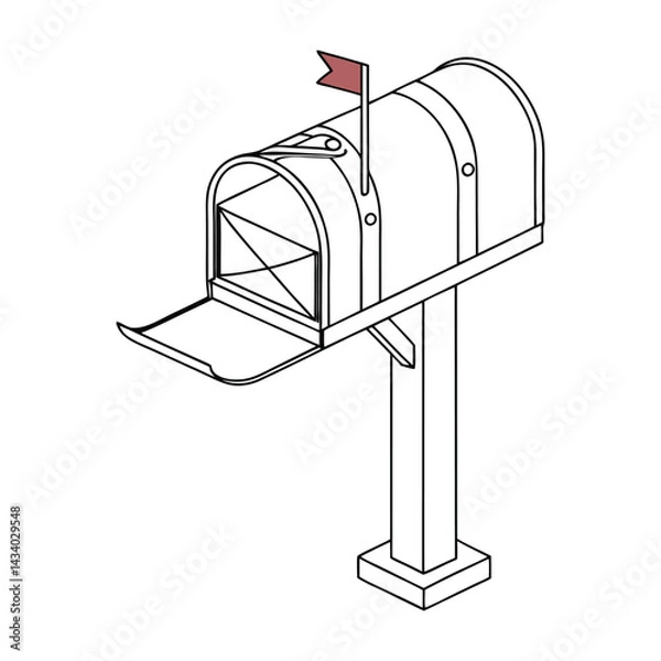 Fototapeta Minimalist Communication Mailbox vector Logo Concept.