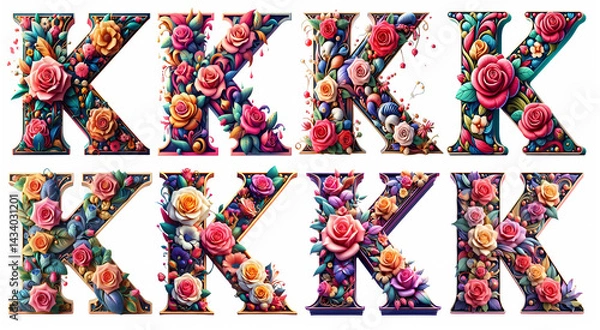 Fototapeta The letter K is beautifully designed, stylish, modern and outstanding. The pattern is colorful. K.2