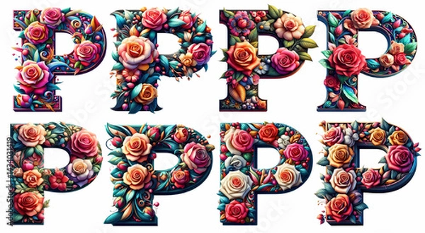 Fototapeta The letter P is beautifully designed, stylish, modern and outstanding. The pattern is colorful. P.2