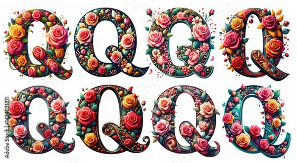 Fototapeta The letter Q is beautifully designed, stylish, modern and outstanding. The pattern is colorful. Q.2