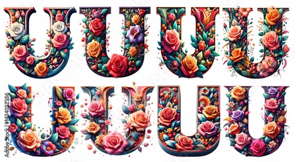 Fototapeta The letter U is beautifully designed, stylish, modern and outstanding. The pattern is colorful. U.2