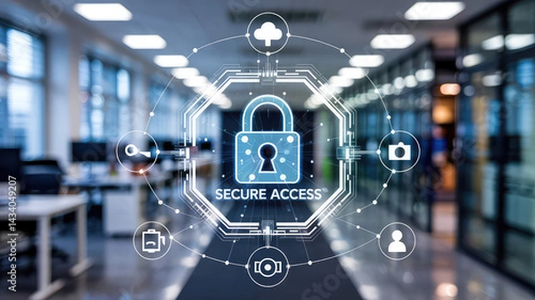 Obraz Cyber Security in the modern era: a digital shield to fortify businesses against cyber threats, this image blends security and technology for a secure workspace.