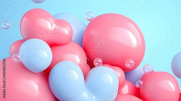 Fototapeta Abstract Pastel Pink and Blue Bubbles Background