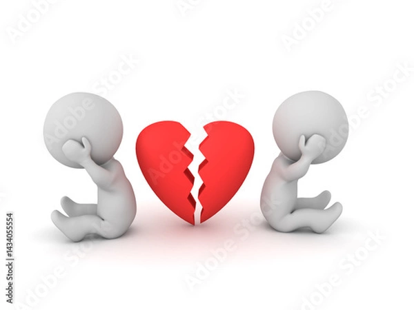 Fototapeta 3D Rendering of a broken up couple
