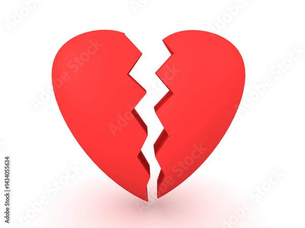 Fototapeta 3D Rendering of a broken heart