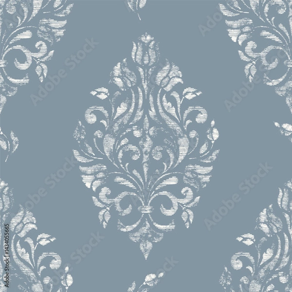 Obraz Damask seamless pattern element with brush strokes. Vintage classical old fashioned damask ornament, seamless texture for wallpapers, textile.