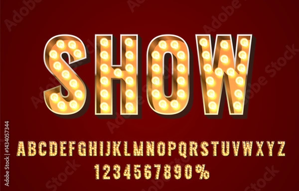 Obraz Show font set collection, letters and numbers symbol. Vector illustration