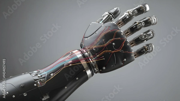 Fototapeta Futuristic robotic limb concept demonstrating advanced technology and intricate mechanical design