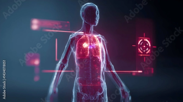 Fototapeta Human anatomy concept reveals intricate internal structures with vibrant glowing lung details