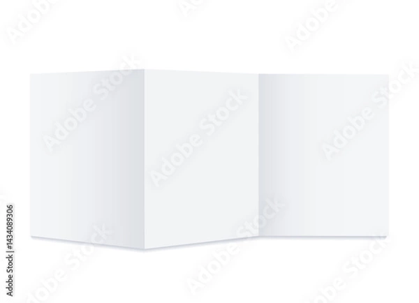 Fototapeta Trifold Leaflet Mockup. A4 or A5 opened Paper. Blank Template for branding identity, booklet, flyer. 3d Vector realistic. 