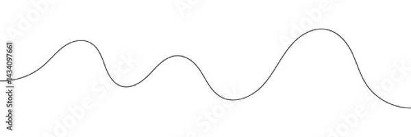 Fototapeta Vector isolated one line simple wave drawing. Single line wave minimal tattoo sketch. Vector illustration. EPS 10 . 