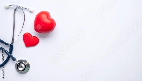 Fototapeta stethoscope and heart on white