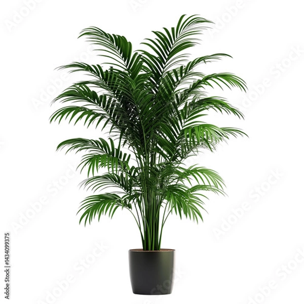Fototapeta A beautiful indoor plant with vibrant green leaves in a white ceramic pot, standing on a white floor on transparent png background. Ai generated