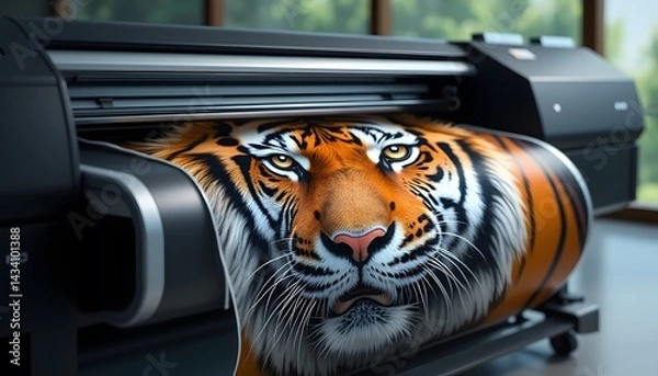 Obraz Large format printing tiger design machine printer print shop banner vinyl signage advertisement media artwork