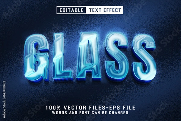 Fototapeta Glass 3d Text - Editable Text Effect