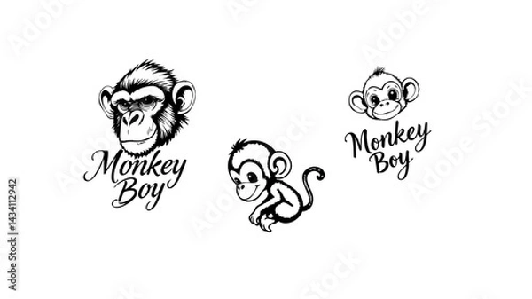 Fototapeta Monkey Boy Design Set 01