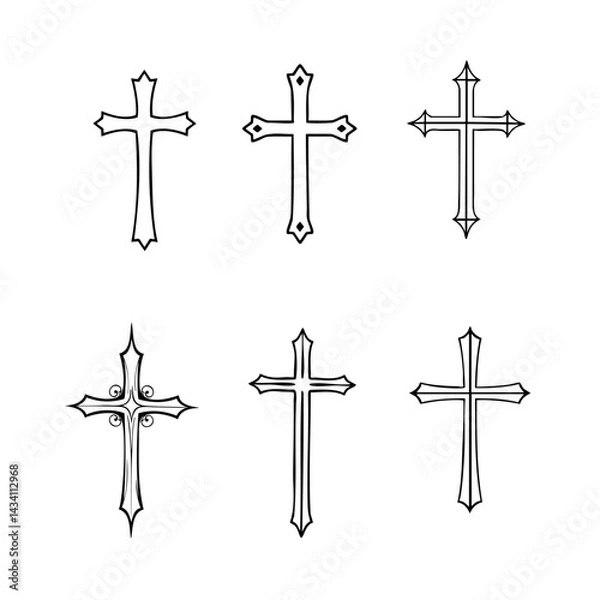 Fototapeta Minimal Christian Cross Symbol Set 01