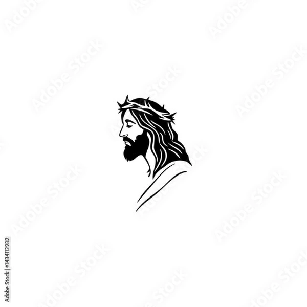 Obraz Jesus Side Head Minimal Christian Logo