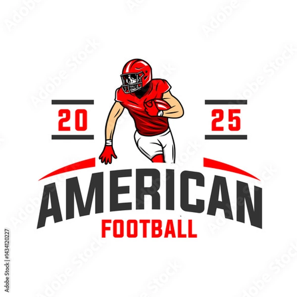 Obraz American football logo vector isolated with red colour. Rugby logo badge design. American football league labels, emblems and design element