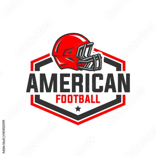 Obraz American football logo vector isolated with red colour. Rugby logo badge design. American football league labels, emblems and design element