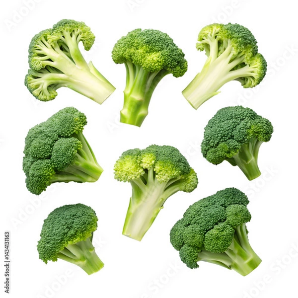 Fototapeta fresh vegetables, broccoli, and cauliflower on a transparent background