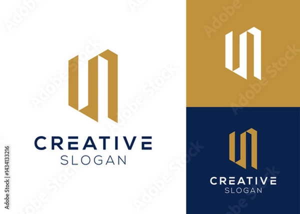 Fototapeta Abstract letter S with building logo design for architect or skyscraper