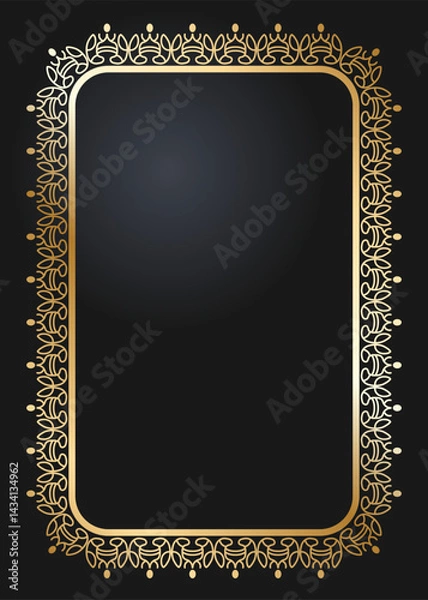 Fototapeta Floral rectangular golden frame. Festive design. Gold border with flowers. Frames vector
