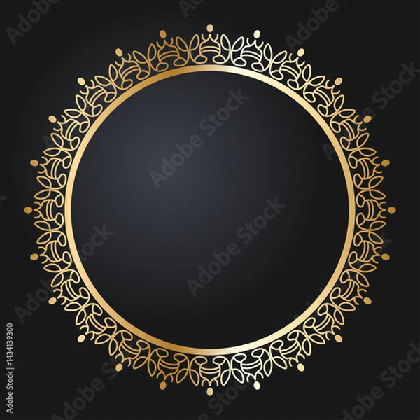 Fototapeta Floral rectangular golden frame. Festive design. Gold border with flowers. Frames vector