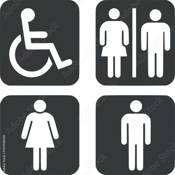 Fototapeta Hazards Symbols Set Disabled icons Silhouette Vector Art Free Instant Download