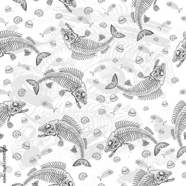 Fototapeta fish bone drawing