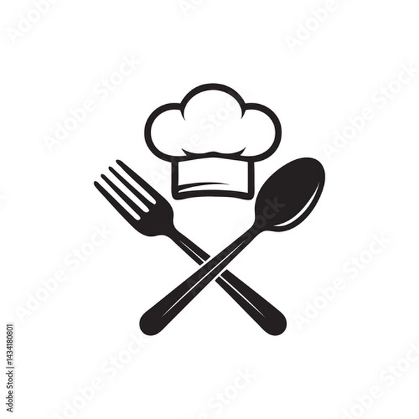 Obraz spoon and fork and chef logo