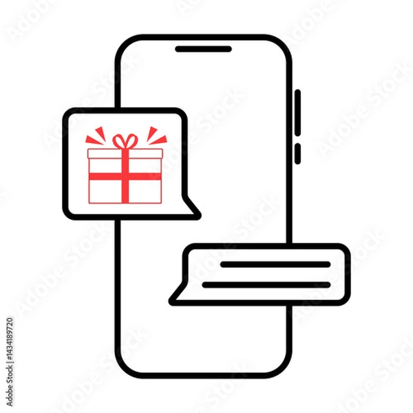 Fototapeta Exciting gift notification on smartphone screen in digital design