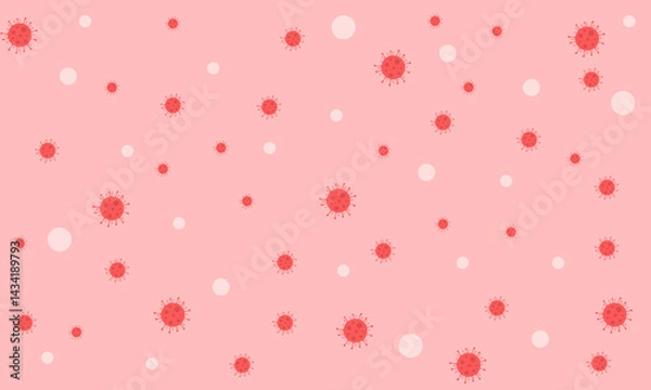 Fototapeta Background pattern of red viruses and white circles on pink