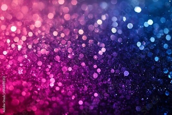Fototapeta Bokeh effect with pink and blue glowing particles creating a shimmering and vibrant atmosphere.