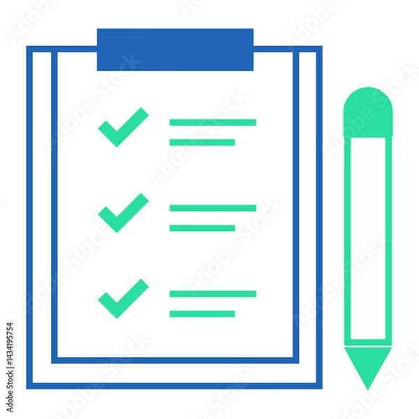 Obraz Checklist with Pencil. Marked checklist document and pencil representing completed tasks or support tracking
