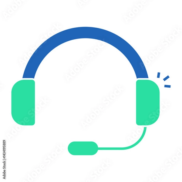 Fototapeta Support Headset. Simple headset icon representing voice or audio-based customer assistance